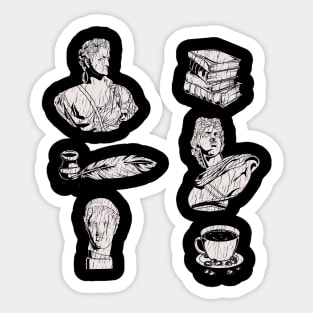 Books, coffee and statues - Dark Academia Sticker
